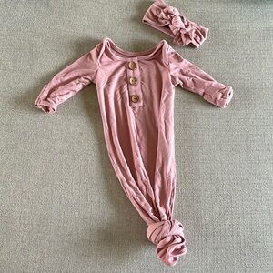 Caden Lane Newborn Knot Gown w/ Headband